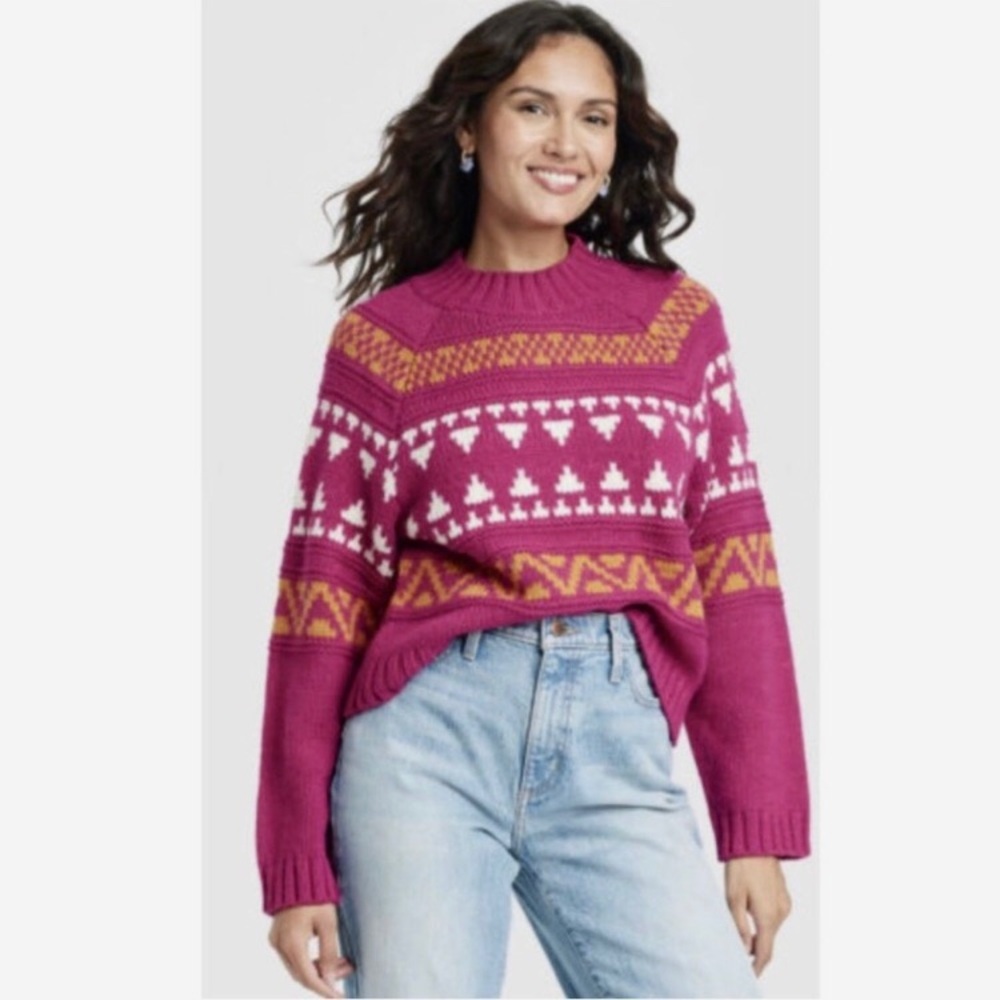 Universal Thread Pink Mock Neck Pullover Sweater - image 1